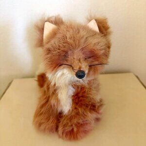 vintage plush toy fox figurine with faux fur